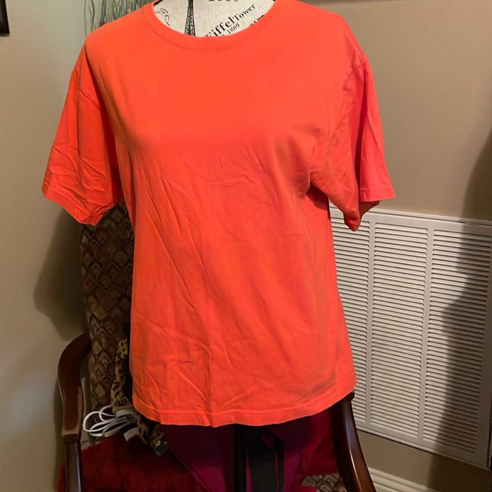 🌻 ANN TAYLOR LOFT STUDIO Women’s Orange Short sleeve Tee Shirt Gently Used SZ 1